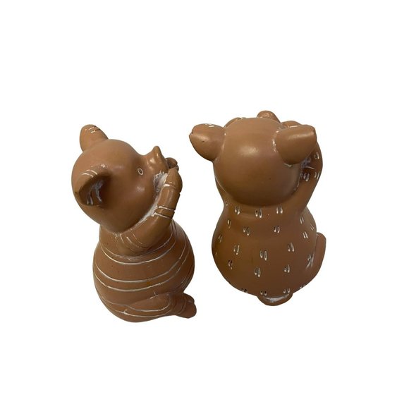 Speak No Evil and See No Evil Pig Figurines Ceramic Rustic Country 5" - Picture 6 of 6
